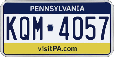 PA license plate KQM4057