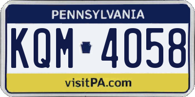 PA license plate KQM4058