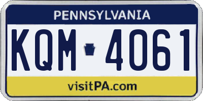 PA license plate KQM4061