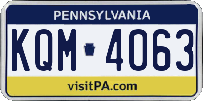 PA license plate KQM4063