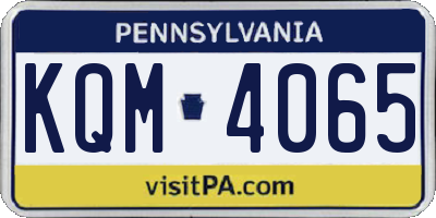 PA license plate KQM4065