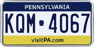 PA license plate KQM4067