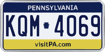 PA license plate KQM4069