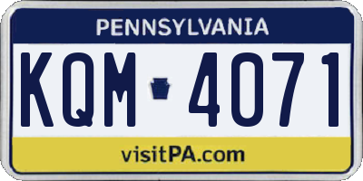 PA license plate KQM4071