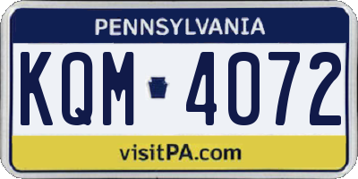 PA license plate KQM4072