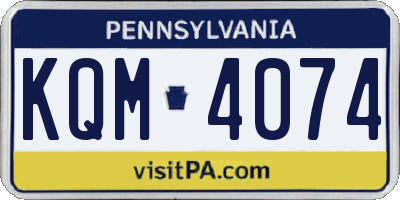 PA license plate KQM4074