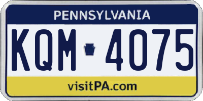 PA license plate KQM4075