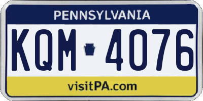 PA license plate KQM4076