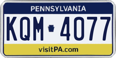 PA license plate KQM4077