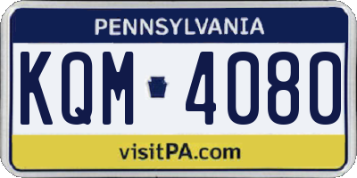 PA license plate KQM4080