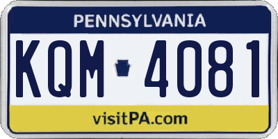 PA license plate KQM4081