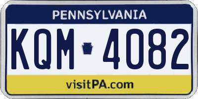 PA license plate KQM4082