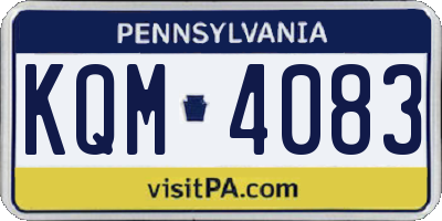PA license plate KQM4083