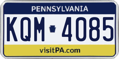 PA license plate KQM4085