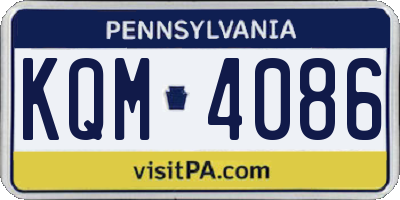 PA license plate KQM4086
