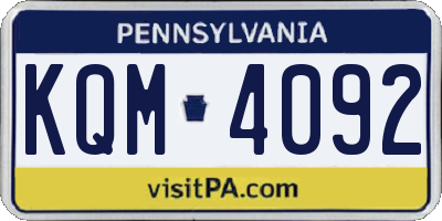 PA license plate KQM4092