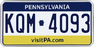 PA license plate KQM4093