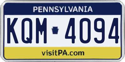 PA license plate KQM4094