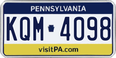 PA license plate KQM4098
