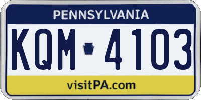 PA license plate KQM4103