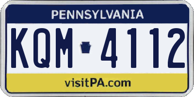 PA license plate KQM4112