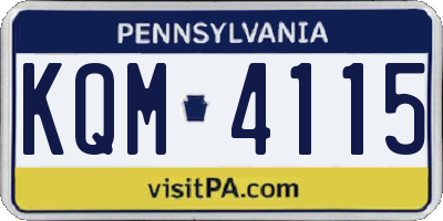 PA license plate KQM4115
