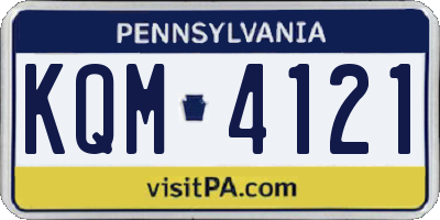 PA license plate KQM4121