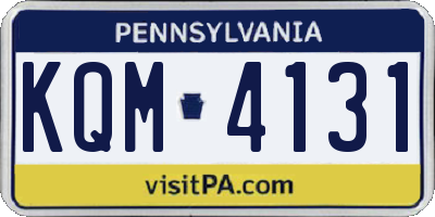 PA license plate KQM4131
