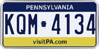 PA license plate KQM4134
