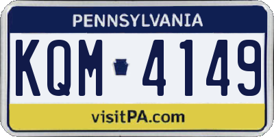 PA license plate KQM4149