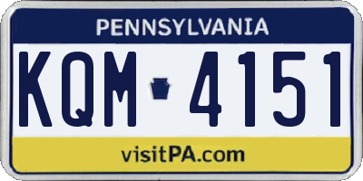 PA license plate KQM4151