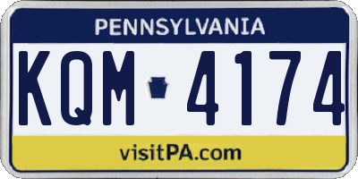 PA license plate KQM4174