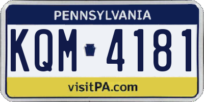 PA license plate KQM4181