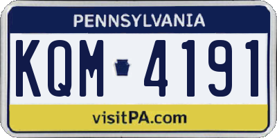 PA license plate KQM4191