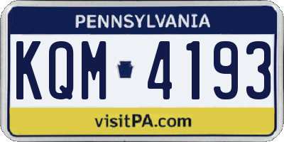 PA license plate KQM4193