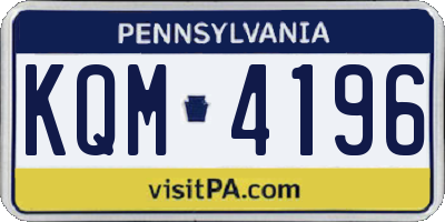 PA license plate KQM4196