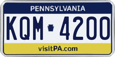 PA license plate KQM4200