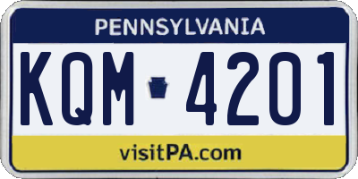 PA license plate KQM4201