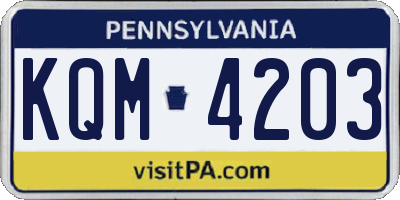 PA license plate KQM4203