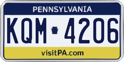 PA license plate KQM4206