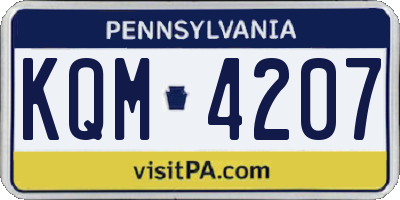 PA license plate KQM4207