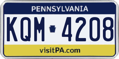 PA license plate KQM4208