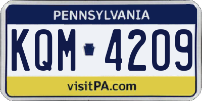PA license plate KQM4209