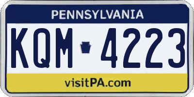 PA license plate KQM4223