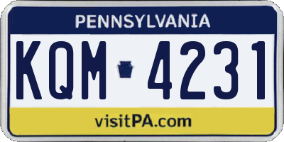 PA license plate KQM4231