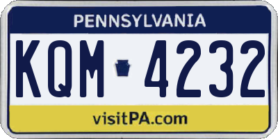 PA license plate KQM4232