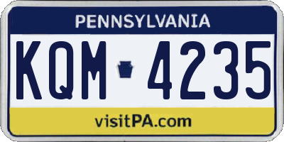 PA license plate KQM4235