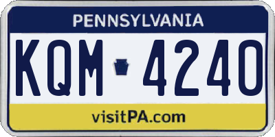 PA license plate KQM4240