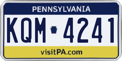 PA license plate KQM4241