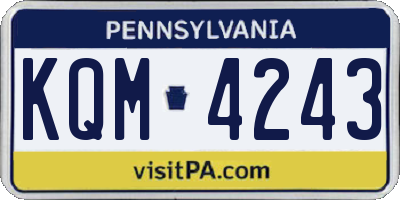 PA license plate KQM4243